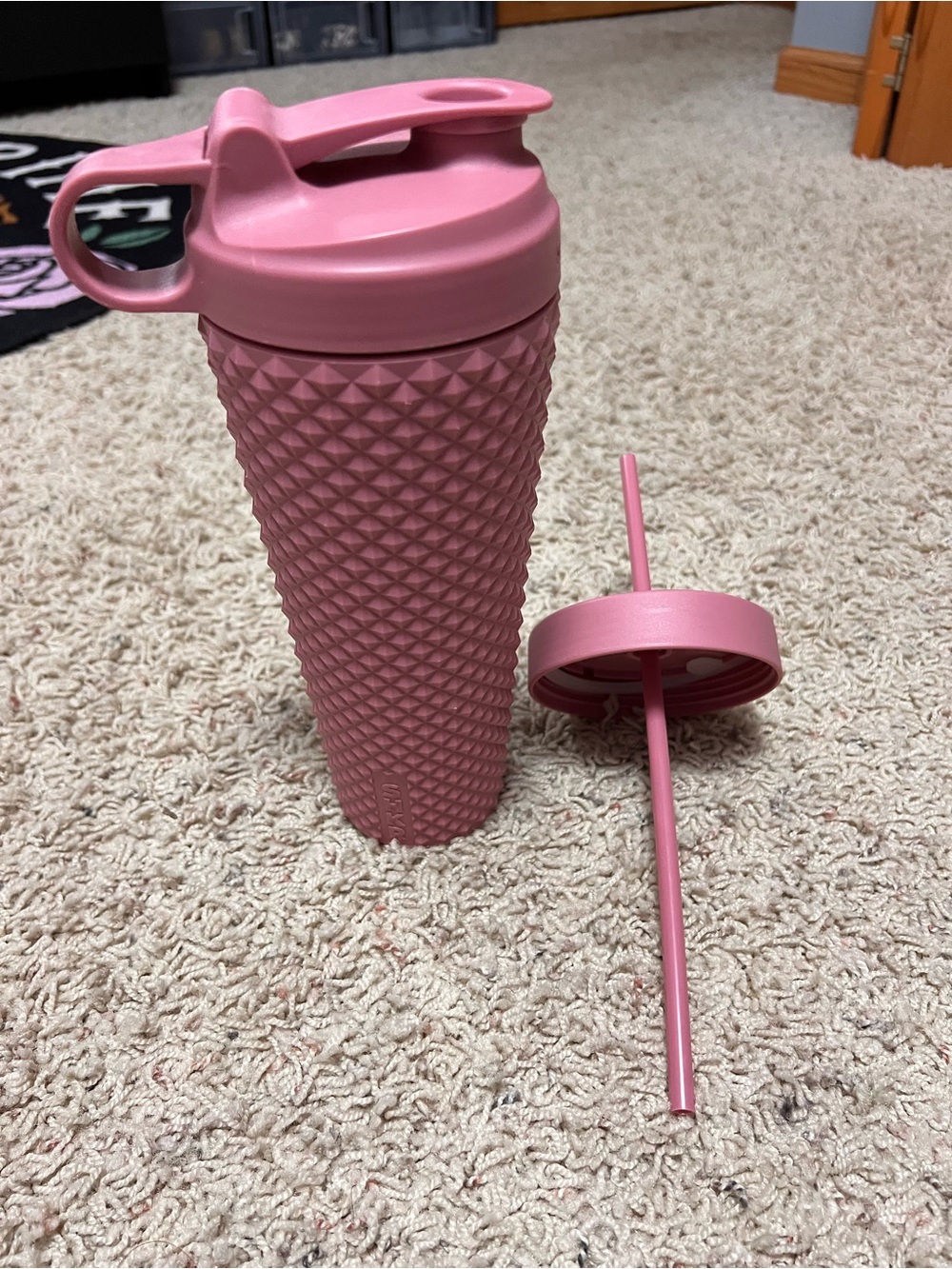 Hydro Jug Pink Textured Reusable Tumbler with Straw